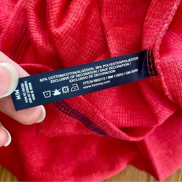 Tommy Hilfiger 1985 NYC Red Blue Thermal Shirt Top Womens Medium - Picture 10 of 15